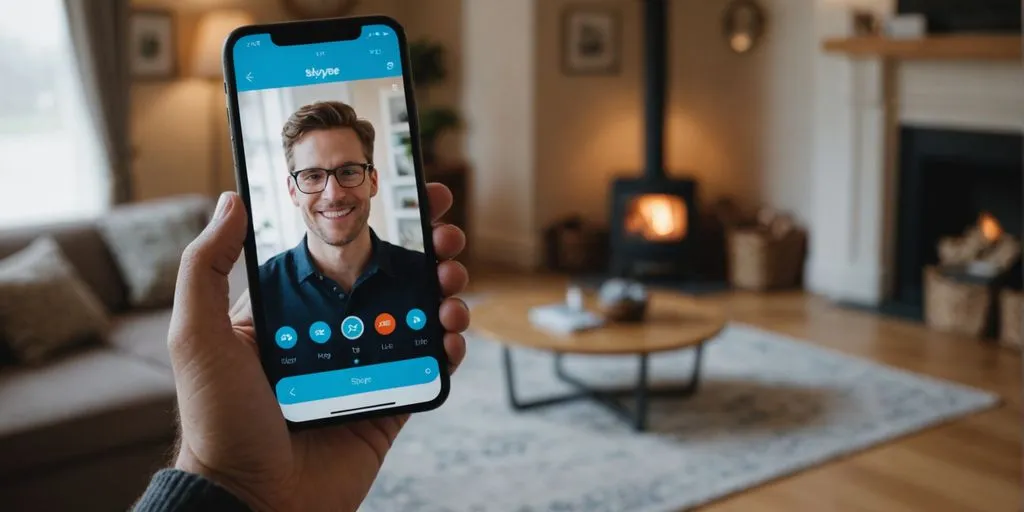 Person using Skype on smartphone